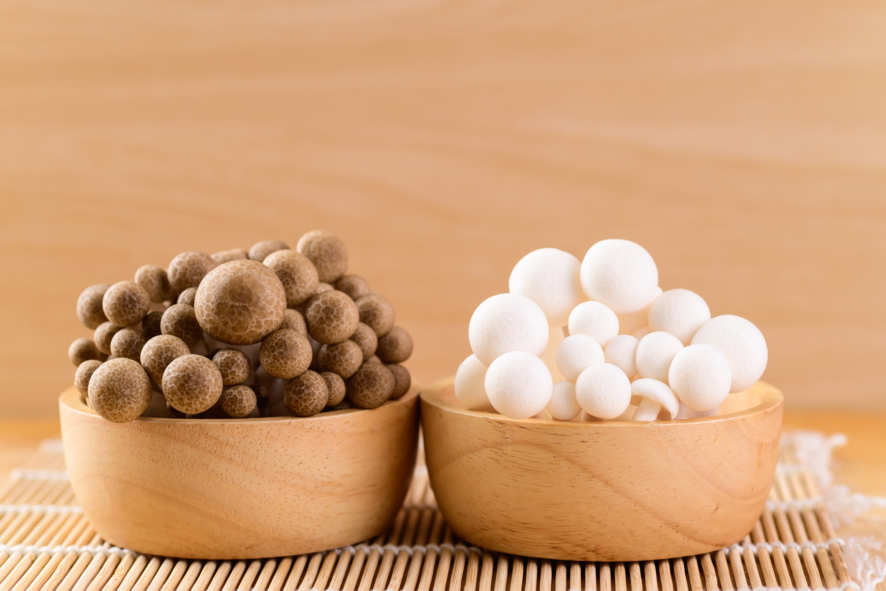 Fresh white and brown Shimeji mushroom in a bowl, Asian mushroom