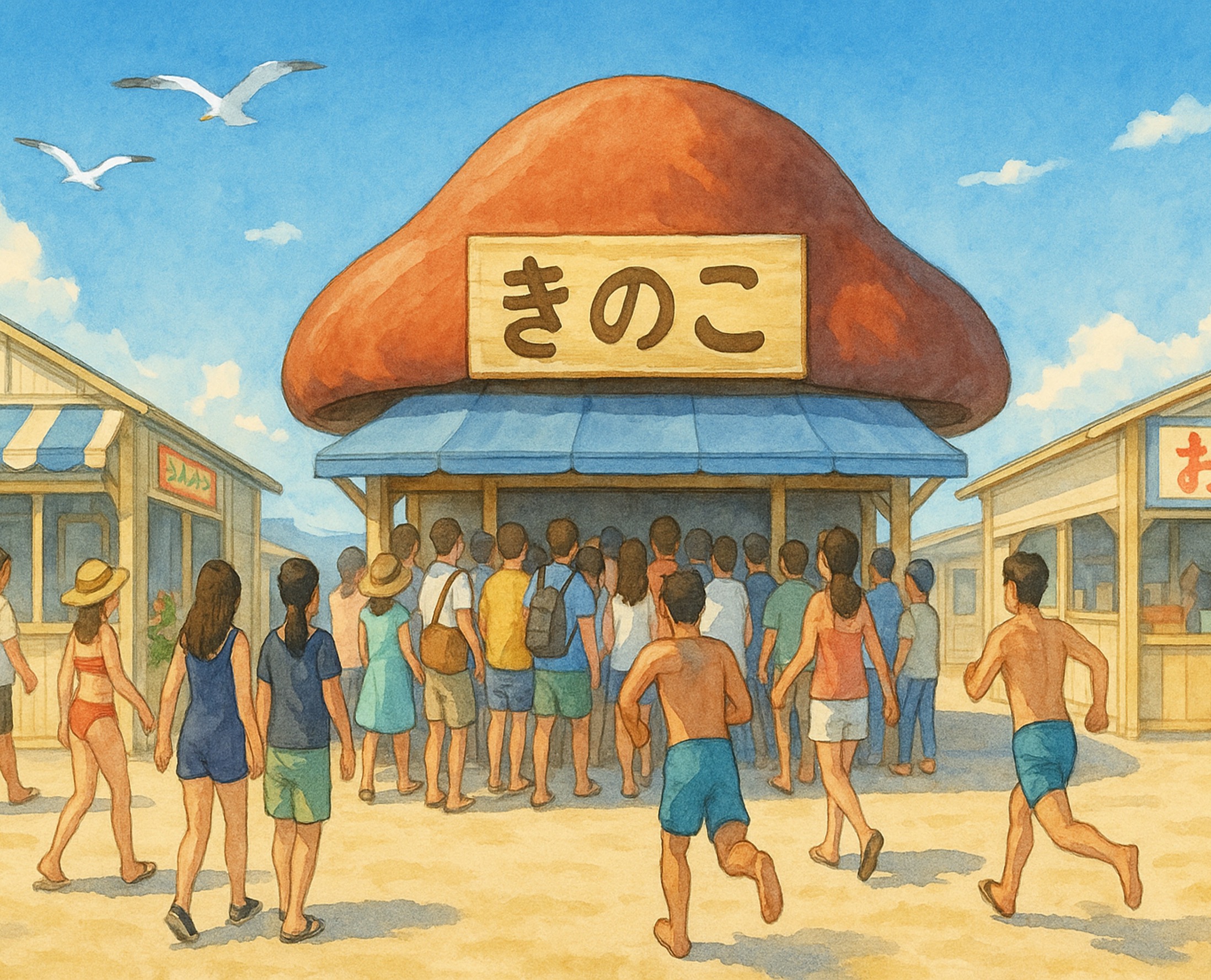 「海の家「きのこ」。なぜ人気？」ひとこと募集中♪