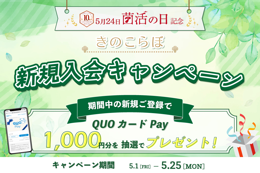 きのこらぼ新規入会キャンペーン実施中！