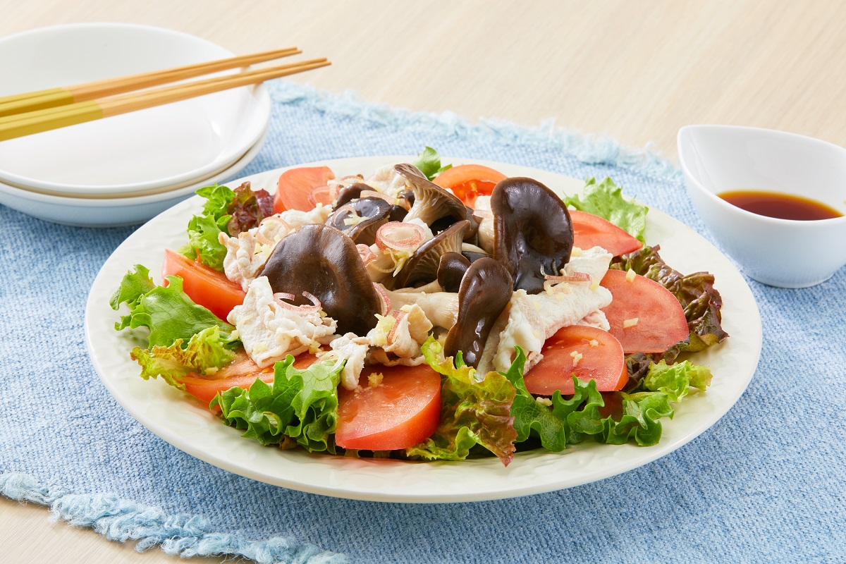 さっぱりヘルシーな霜降りひらたけサラダ！