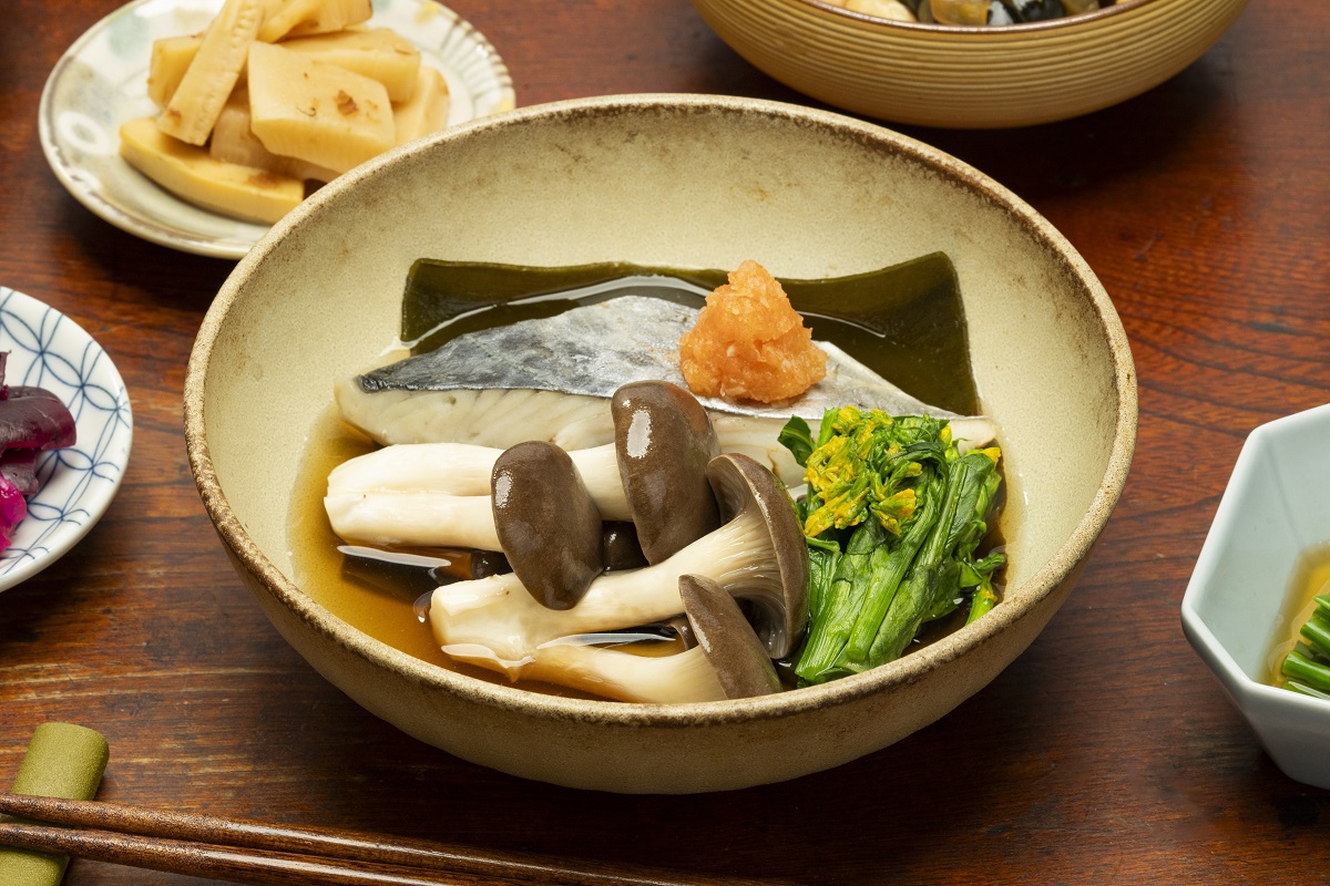 霜降りひらたけと鰆の酒蒸し【2025.03.25】