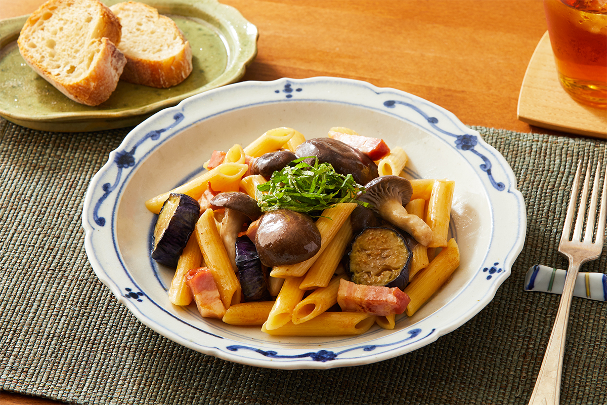 霜降りひらたけとなすの秋パスタ【2025.09.24】