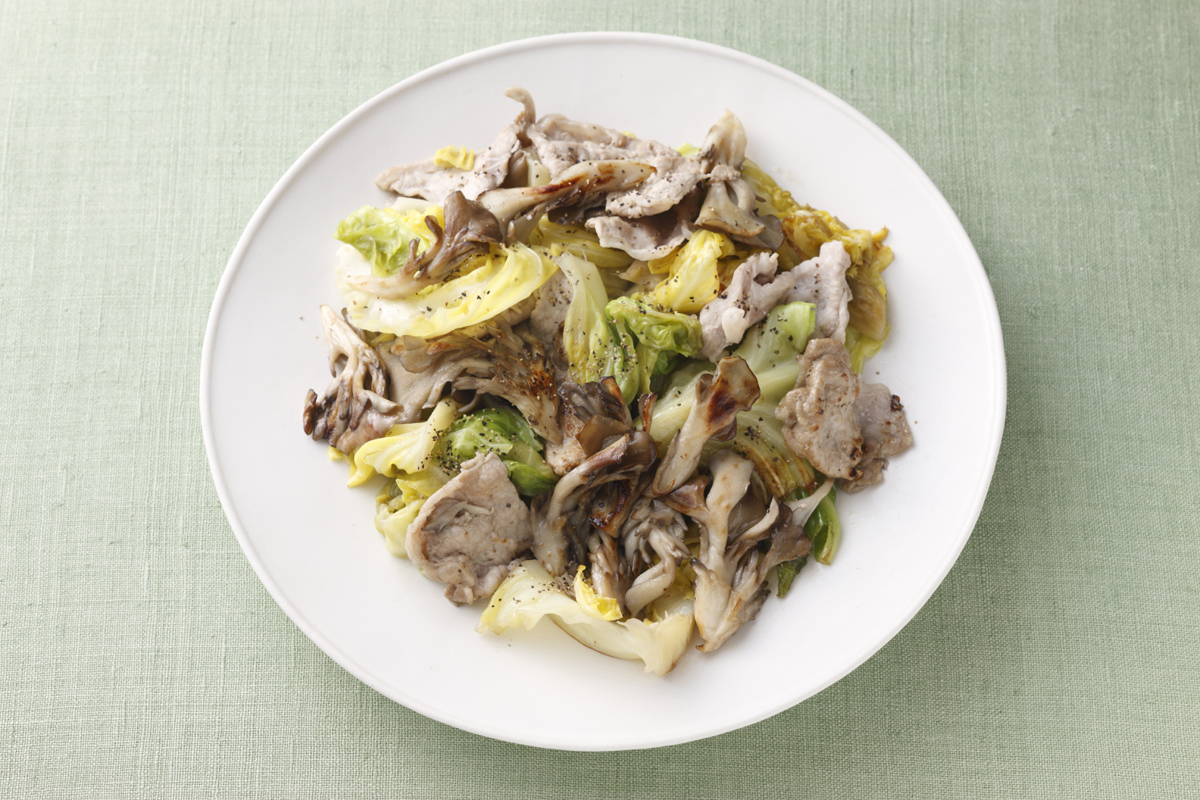 マイタケとやわらか豚肉の蒸し焼き