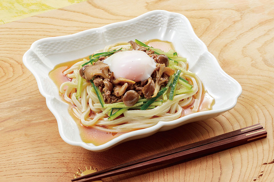 きのこときゅうりの温玉冷やしうどん【2026.07.20】