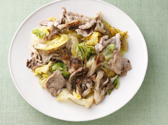 マイタケとやわらか豚肉の蒸し焼き