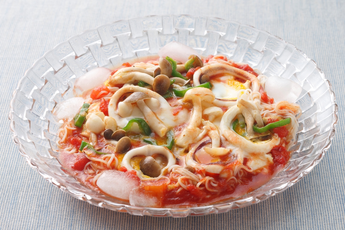 きのこといかのトマトそうめん