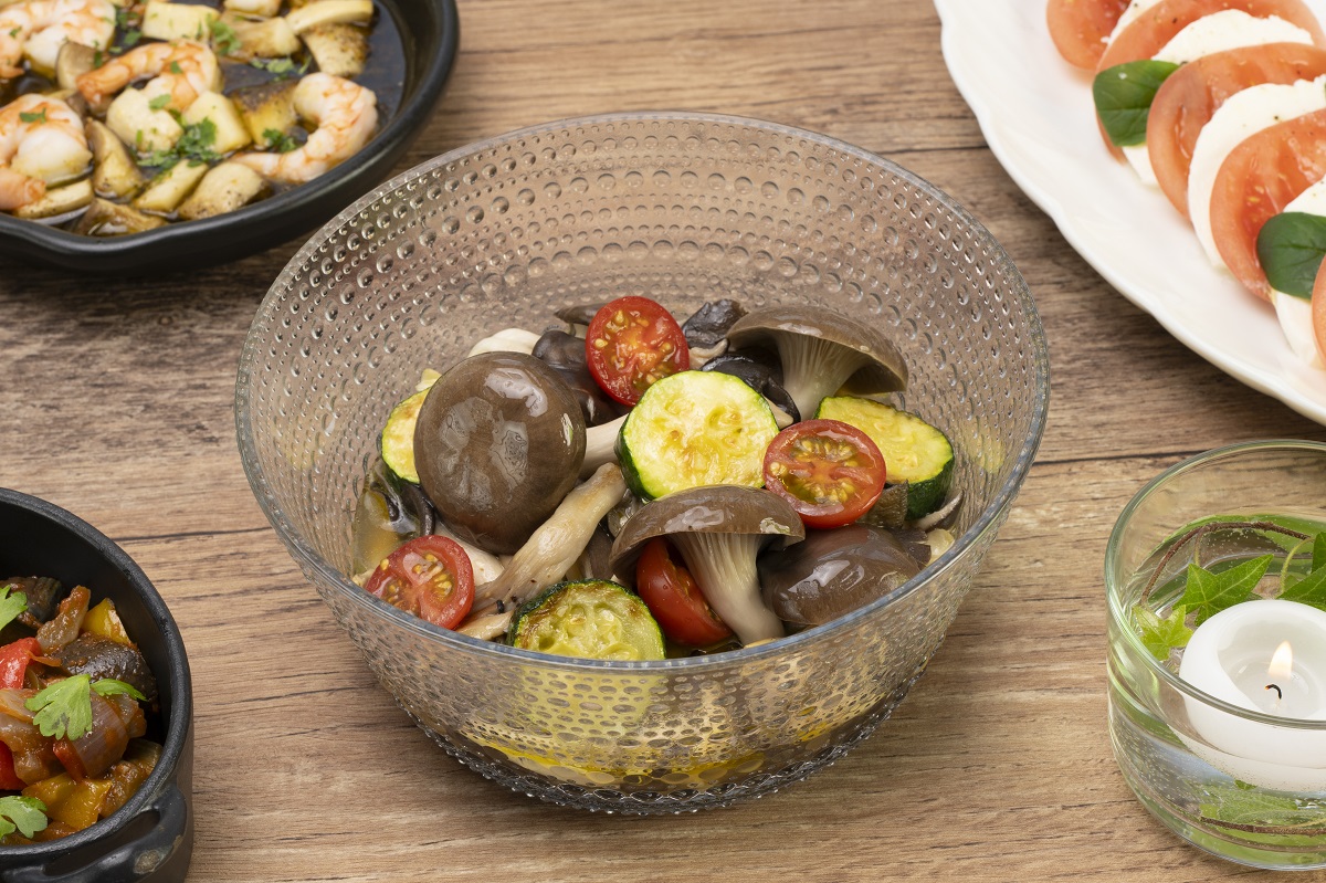 霜降りひらたけと夏野菜のマリネ
