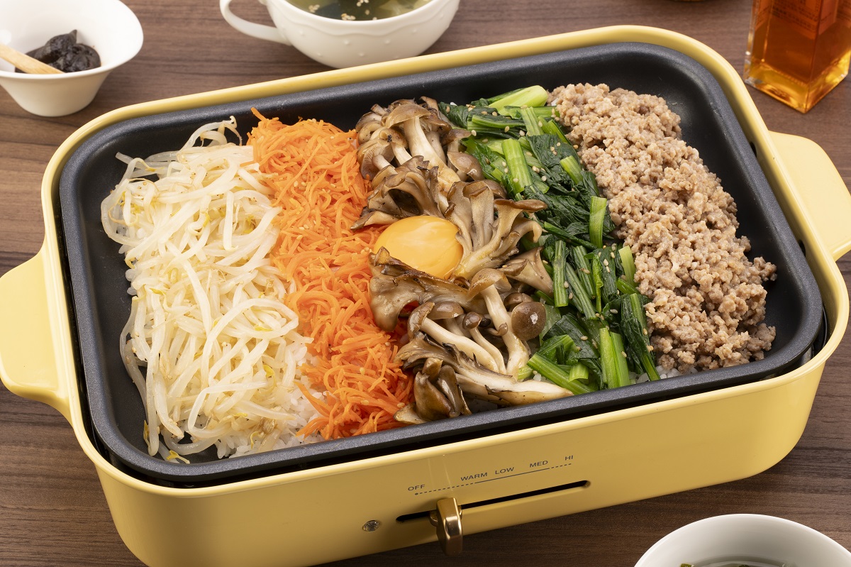 ホットプレートで作るきのこの石焼きビビンバ