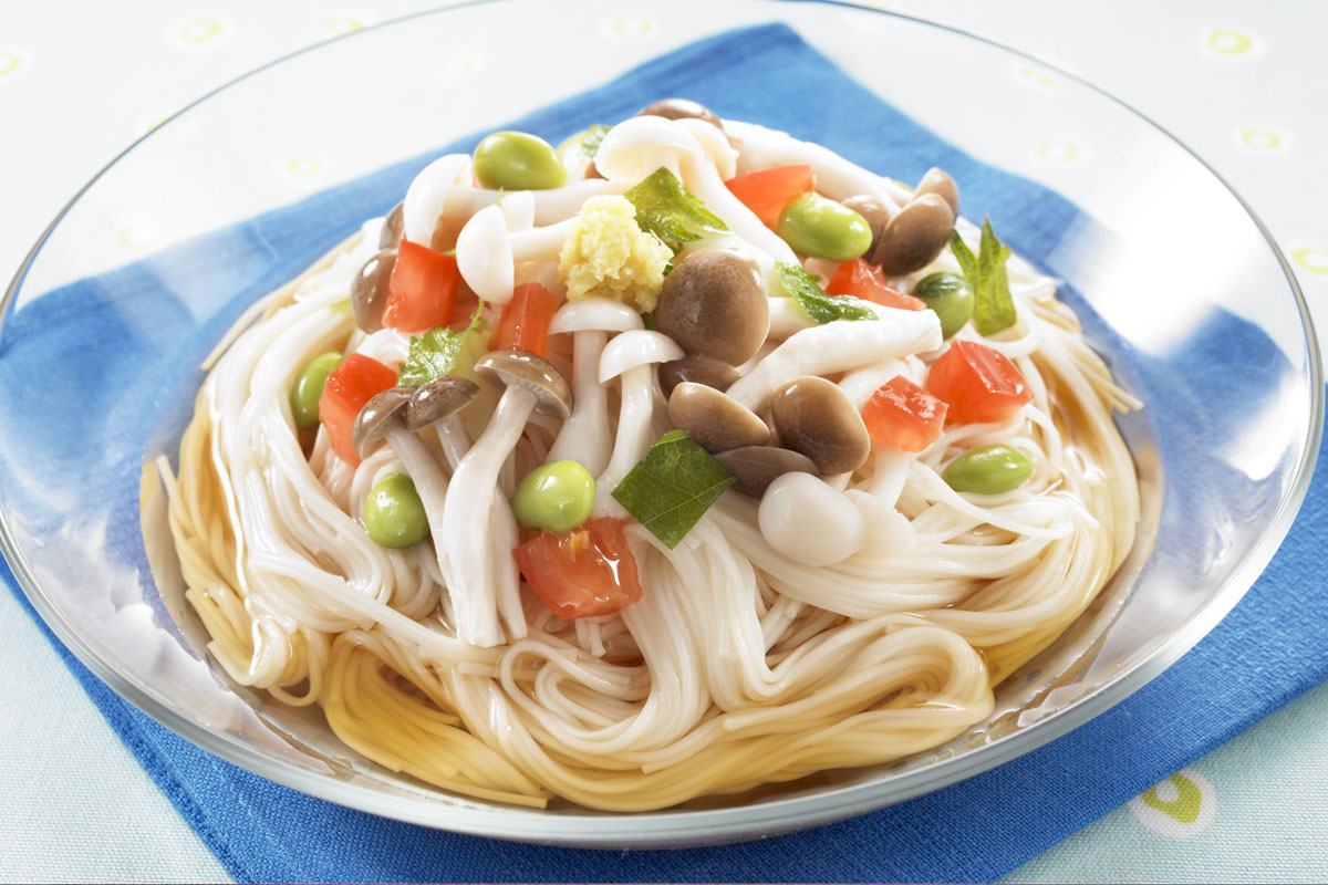 うま！きのことトマトの涼そうめん