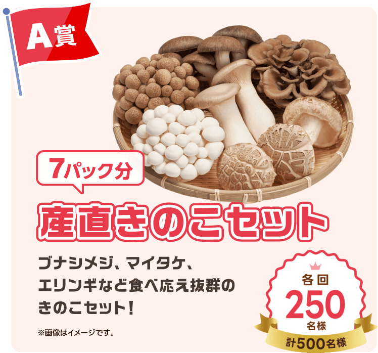 A賞 産直きのこセット（7パック分）各回250名様 計500名様