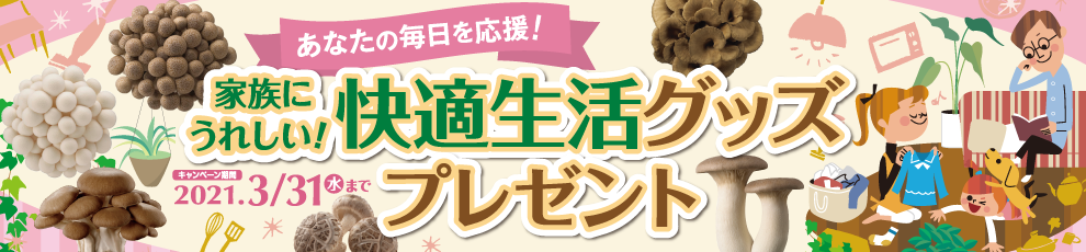 家族にうれしい！快適グッズプレゼントキャンペーン：【キャンペーン期間】2021年3月31日（水）まで