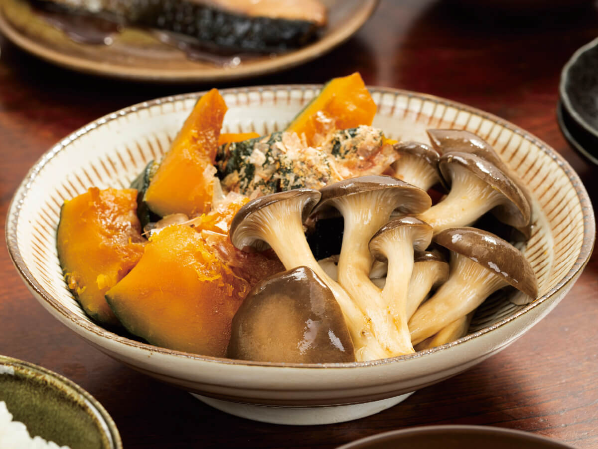 霜降りひらたけとかぼちゃの土佐煮