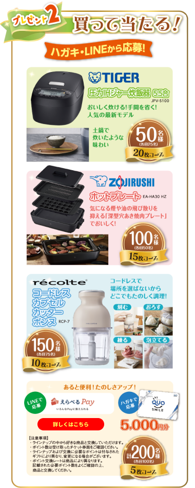 プレゼント2 買って当たる！